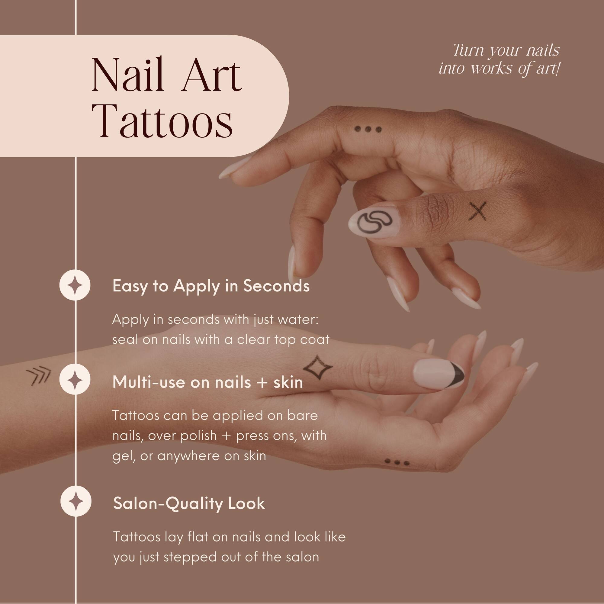 Inked2 Tiny Tats Hand Drawn Temporary Nail Art Tattoos